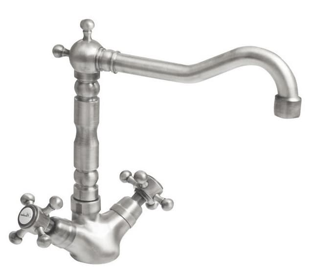 ANTEA bateria umywalkowa retro, żeliwo nikiel szczotkowany