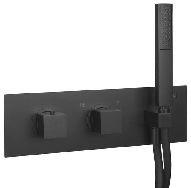DIMY czarna bateria prysznicowa termostatyczna podtynkowa 2-funkcyjna