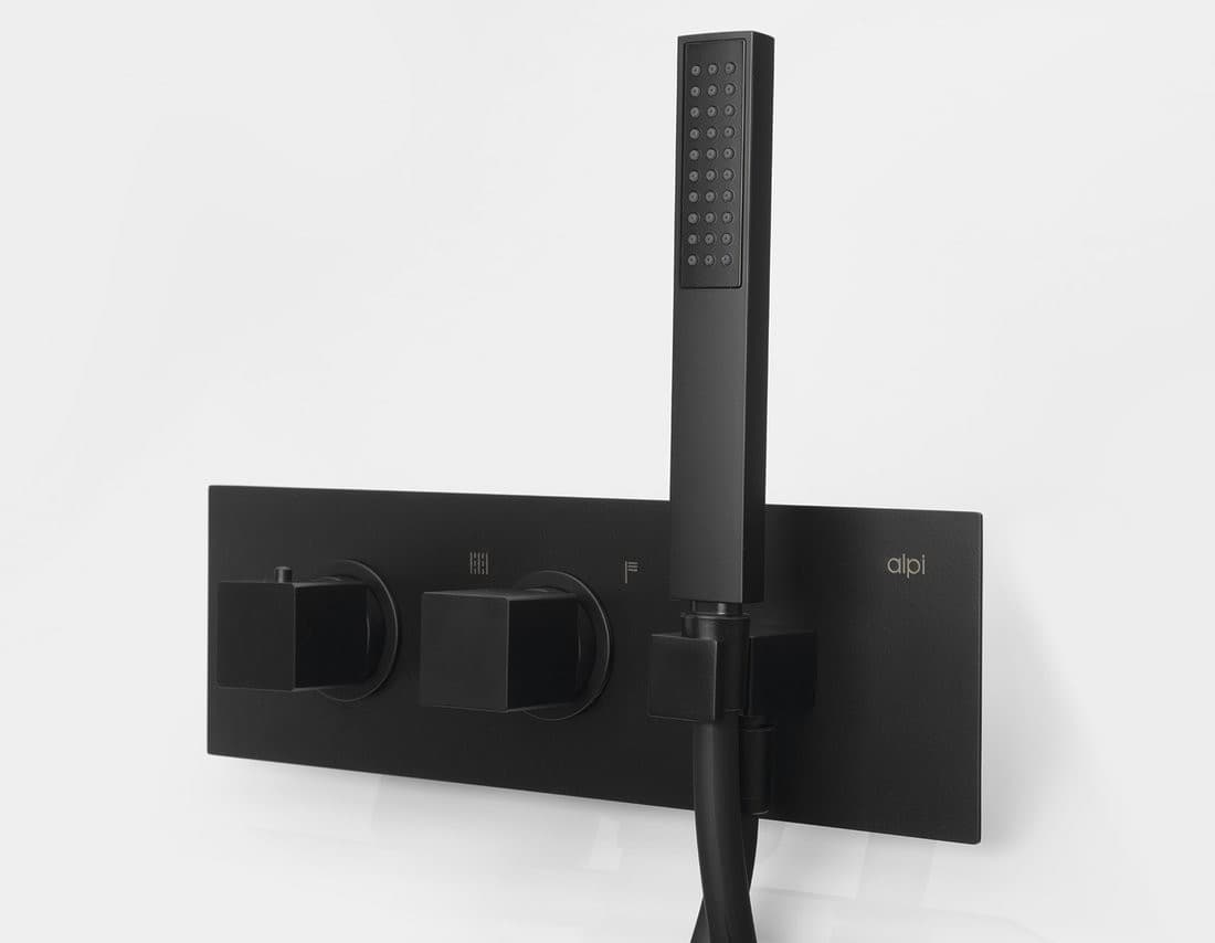 DIMY czarna bateria prysznicowa termostatyczna podtynkowa 2-funkcyjna