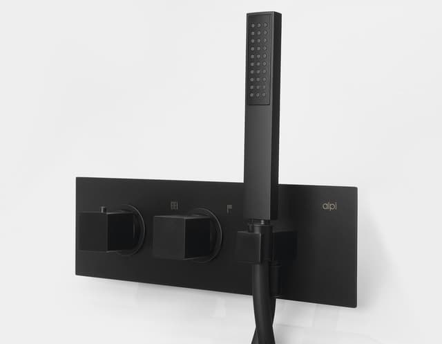 DIMY czarna bateria prysznicowa termostatyczna podtynkowa 2-funkcyjna