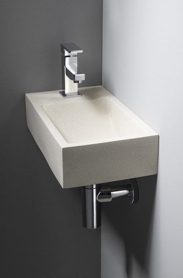 CREST L umywalka betonowa 40x22 cm, z korkiem, piaskowiec