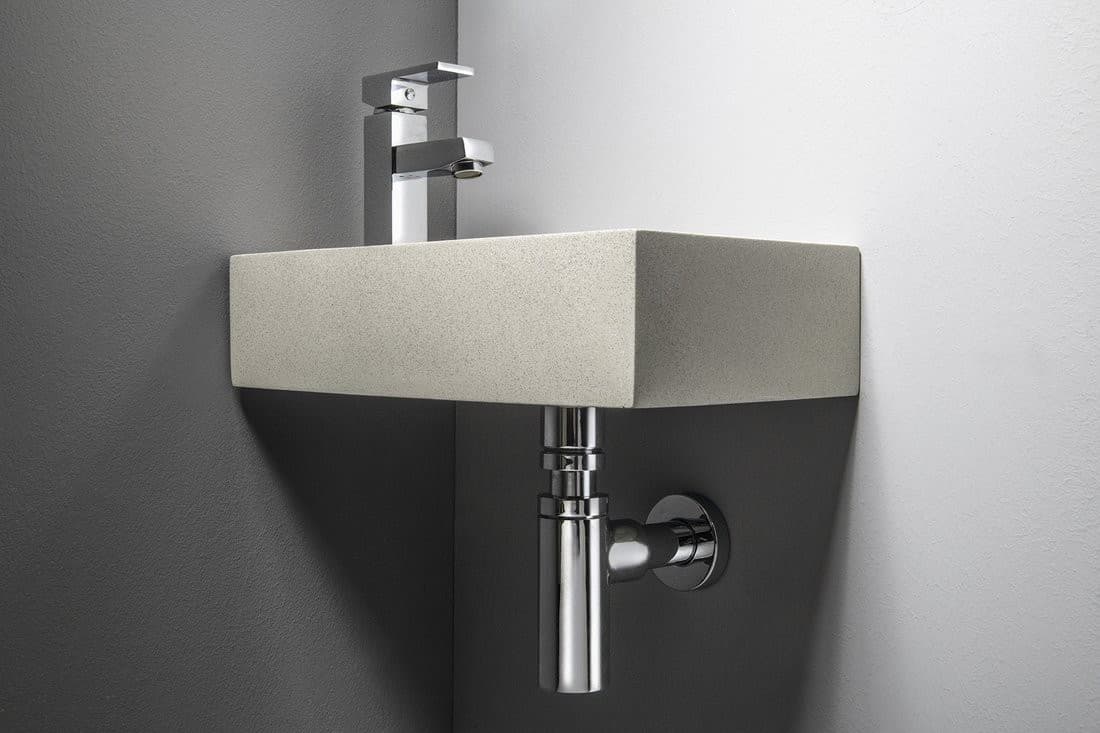 CREST L umywalka betonowa 40x22 cm, z korkiem, piaskowiec