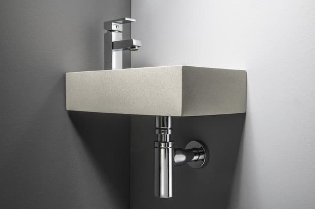 CREST L umywalka betonowa 40x22 cm, z korkiem, piaskowiec