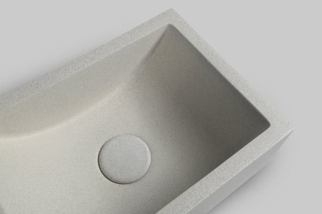CREST L umywalka betonowa 40x22 cm, z korkiem, piaskowiec