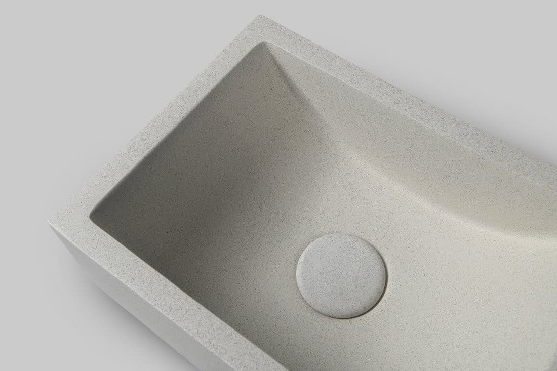CREST R umywalka betonowa 40x22 cm z korkiem