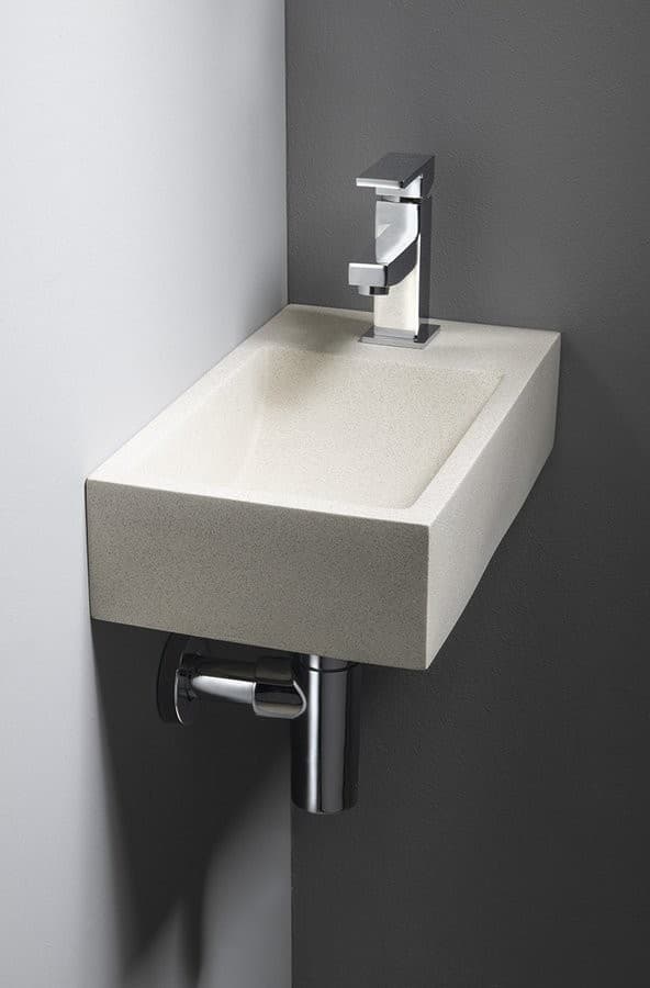 CREST R umywalka betonowa 40x22 cm z korkiem