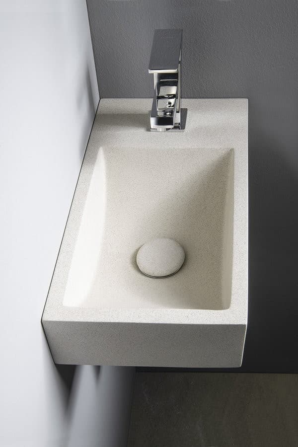 CREST R umywalka betonowa 40x22 cm z korkiem