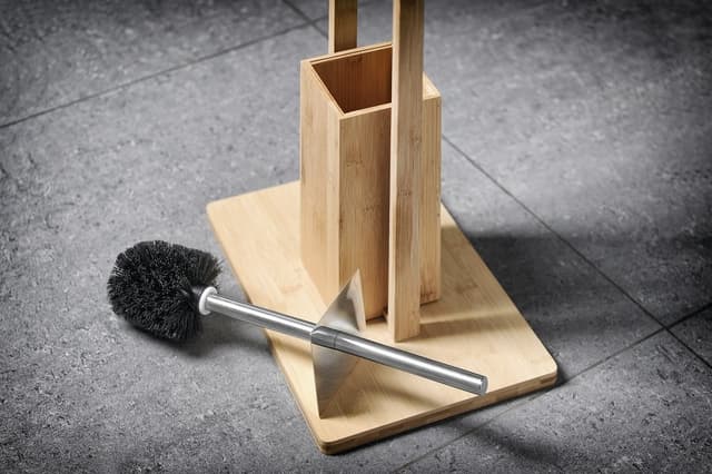 BAMBUS stojak z wieszakiem na papier toaletowy i szczotką WC