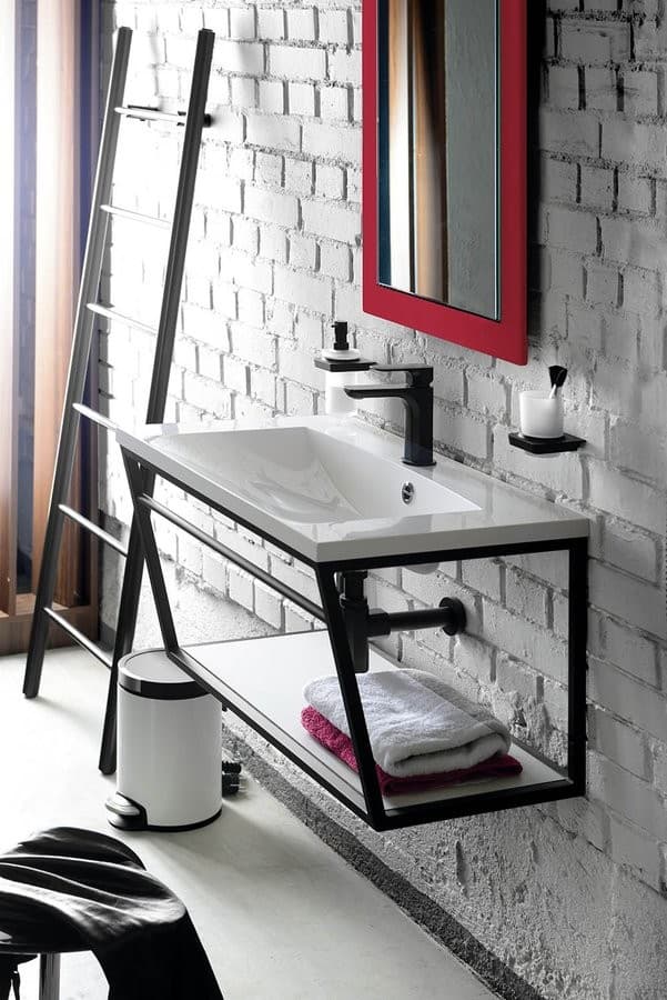 SKA Wspornik umywalki 750x400x460mm z MDF półką białą