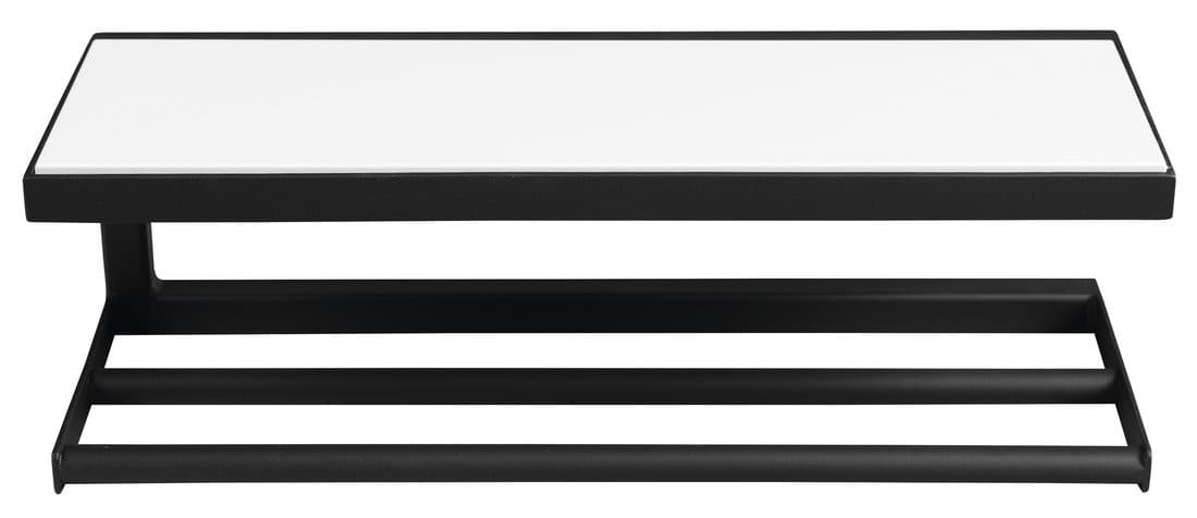 SKA Półka ścienna, czarny matowy z białą półką MDF 450x140x160mm