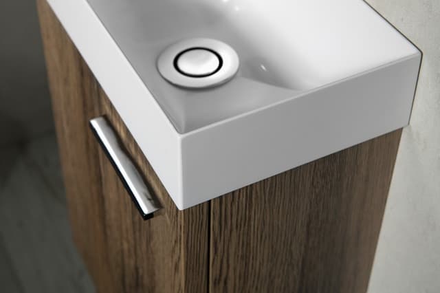 Umywalka kompozytowa PICCOLINO 30,5x10x17cm, z baterią z lewej