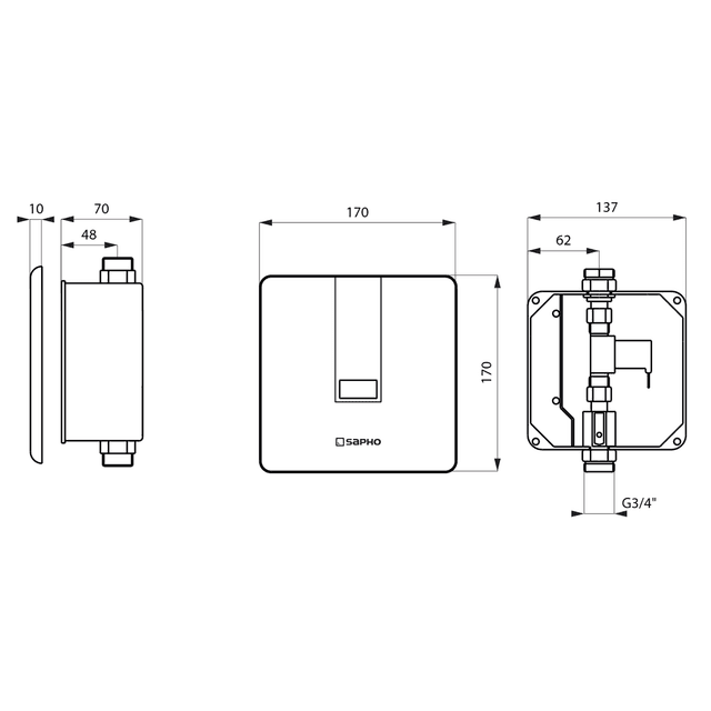 Elektroniczny mechanizm spłukujący do pisuaru 6V (4xAA)