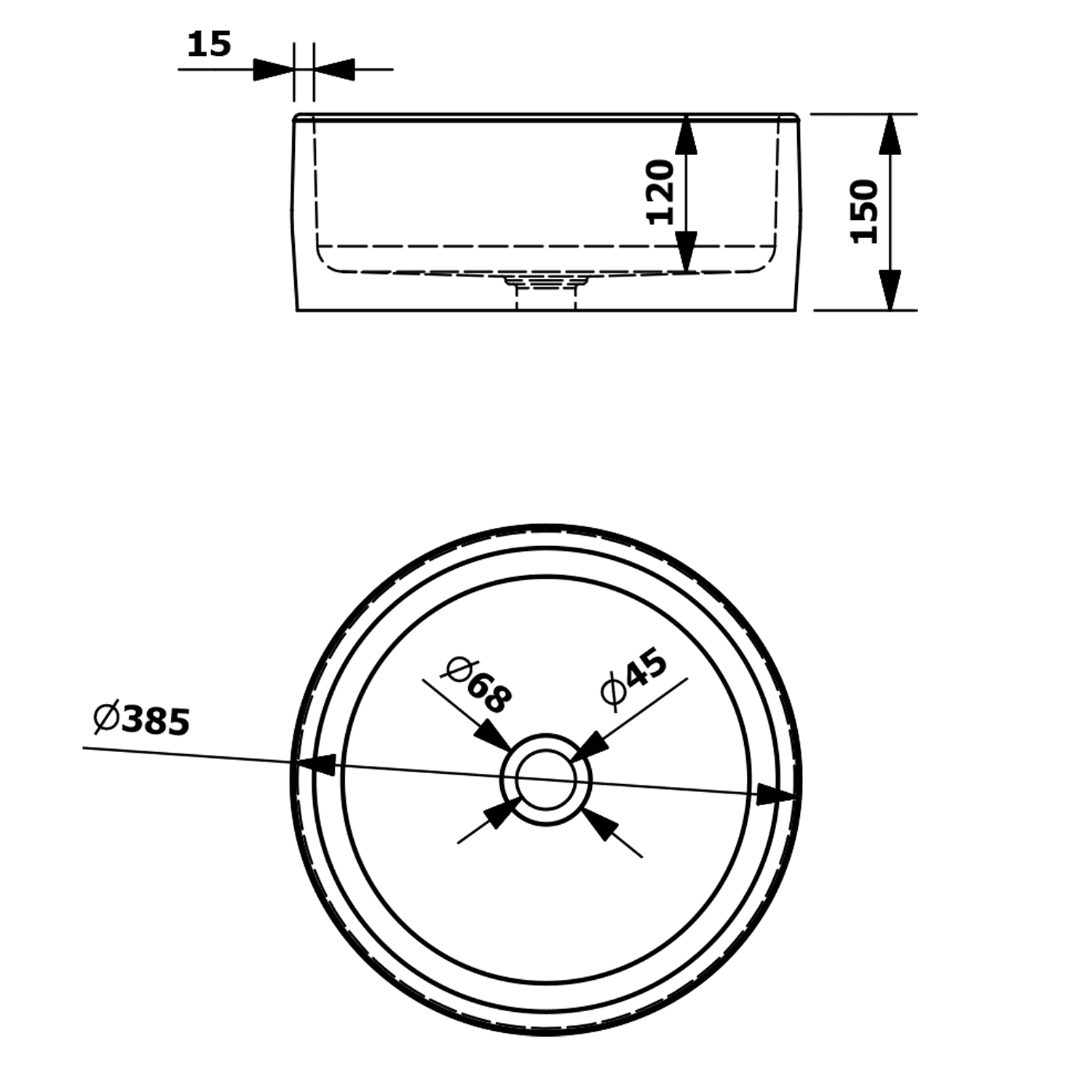 PRIORI umywalka ceramiczna, okrągła 41 cm z niebieskim wzorem