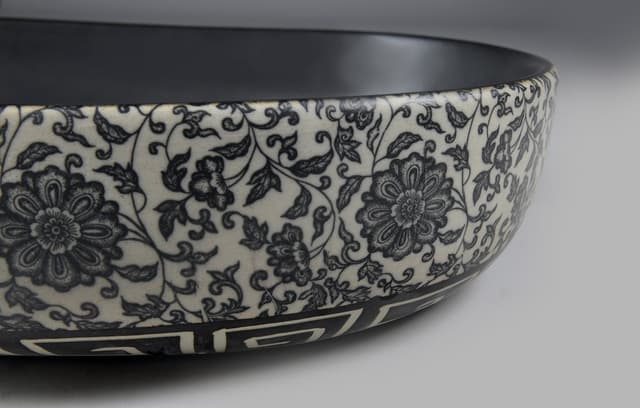 PRIORI umywalka ceramiczna 60x13,5 cm z niebieskim wzorem