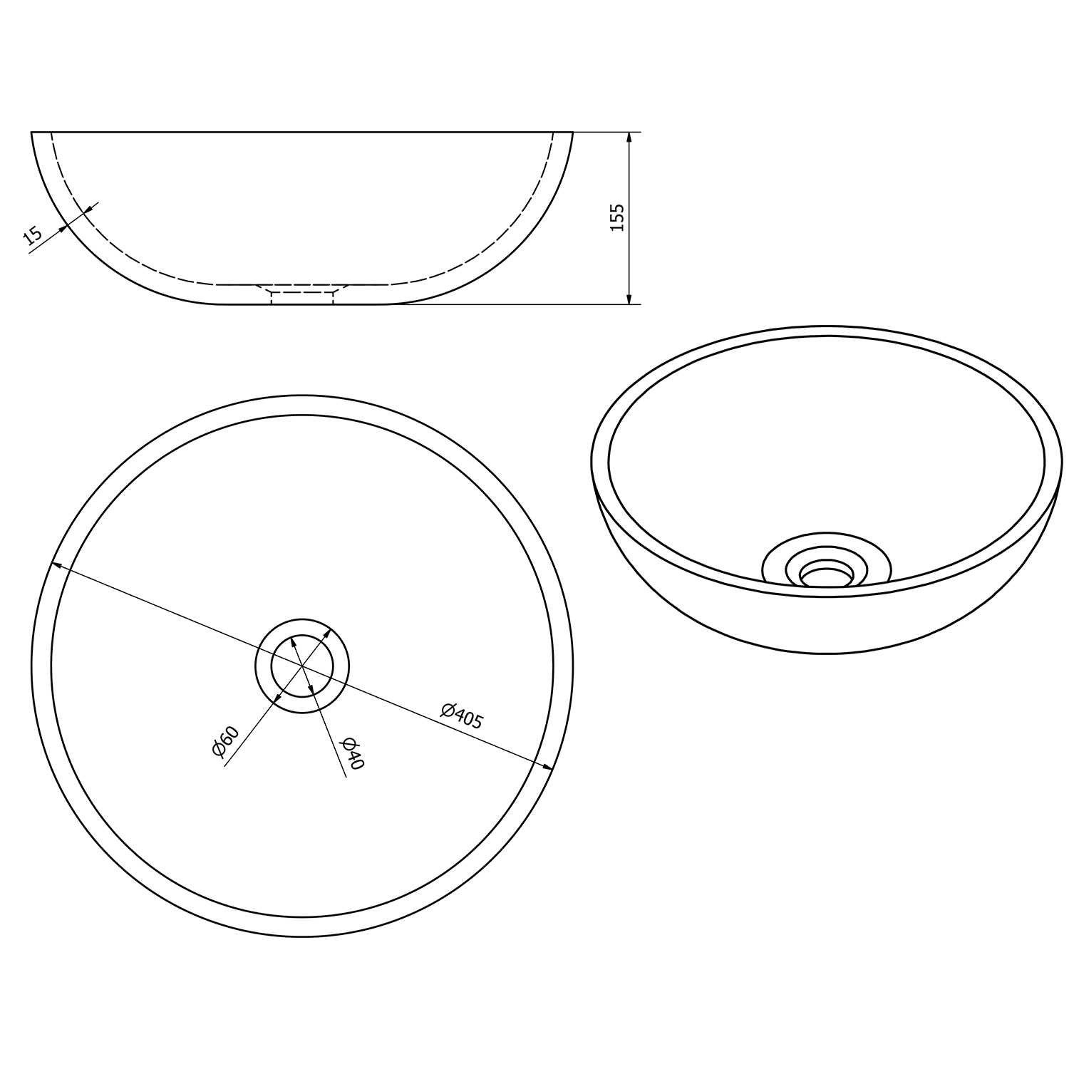 PRIORI okrągła umywalka ceramiczna 41 cm z wzorem
