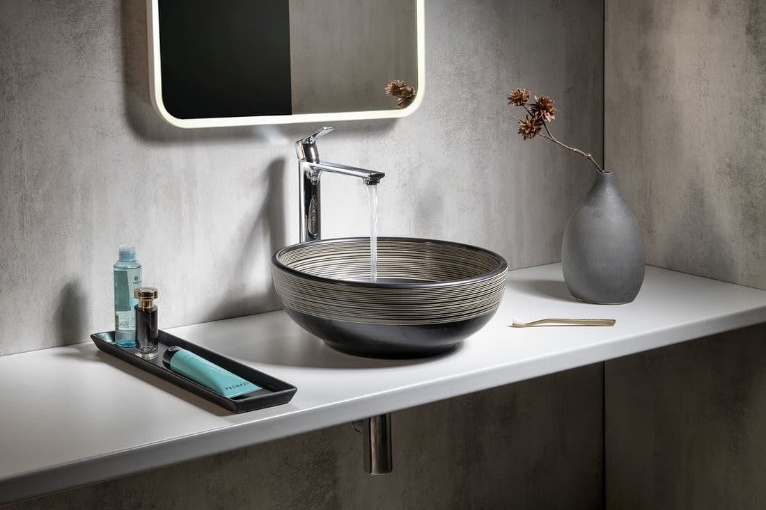 PRIORI okrągła umywalka ceramiczna 41 cm z wzorem