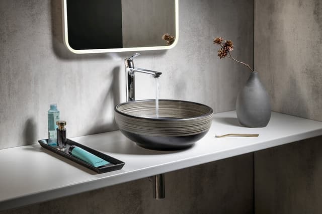 PRIORI okrągła umywalka ceramiczna 41 cm z wzorem