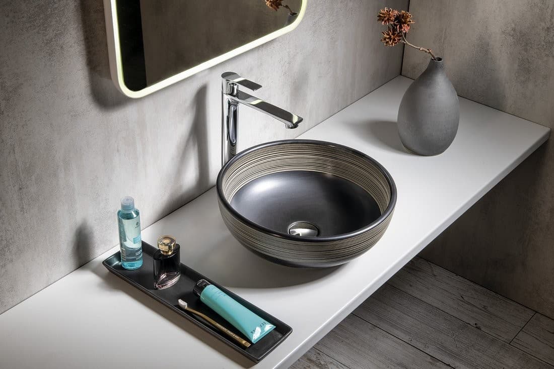 PRIORI okrągła umywalka ceramiczna 41 cm z wzorem