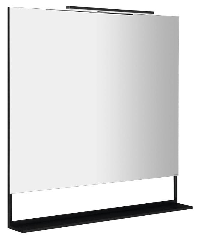 ERUPTA lustro z półką LED 100x80cm, czarny mat