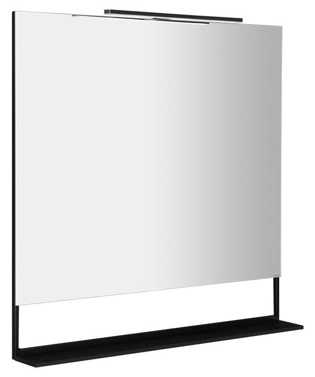 ERUPTA lustro z półką LED 100x80cm, czarny mat