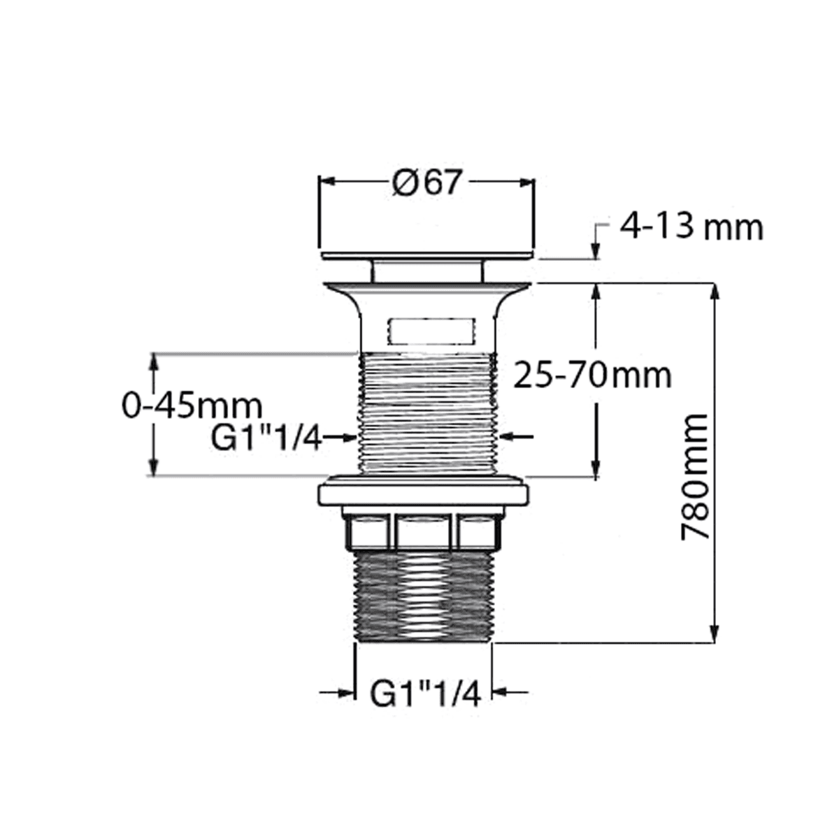 Korek umywalkowy Klik-Klak ceramiczny 5/4'' 0-60mm