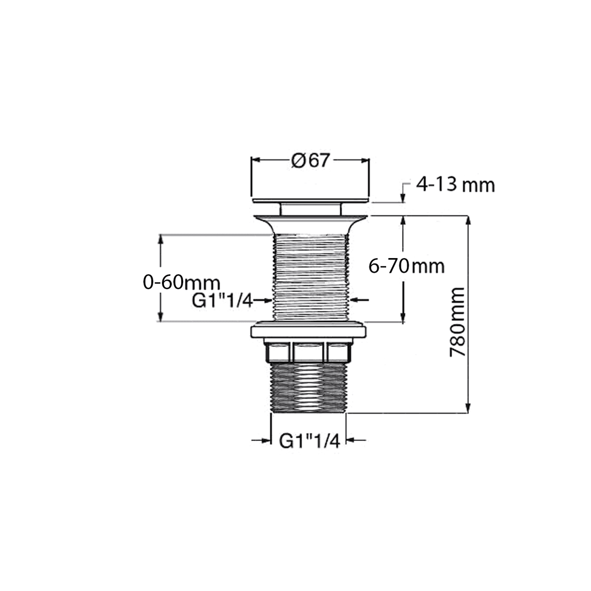 Korek umywalkowy Klik Klak ceramiczny 5/4'' (67 mm)