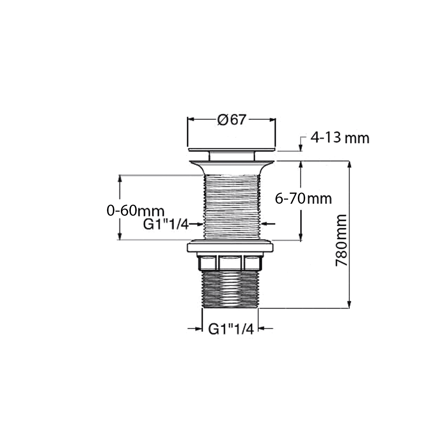 Korek umywalkowy Klik Klak ceramiczny 5/4'' (67 mm)