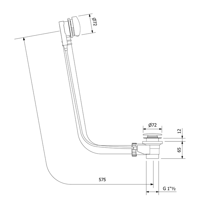 Zestaw odpływowo-przelewowy z korkiem automatycznym 575mm