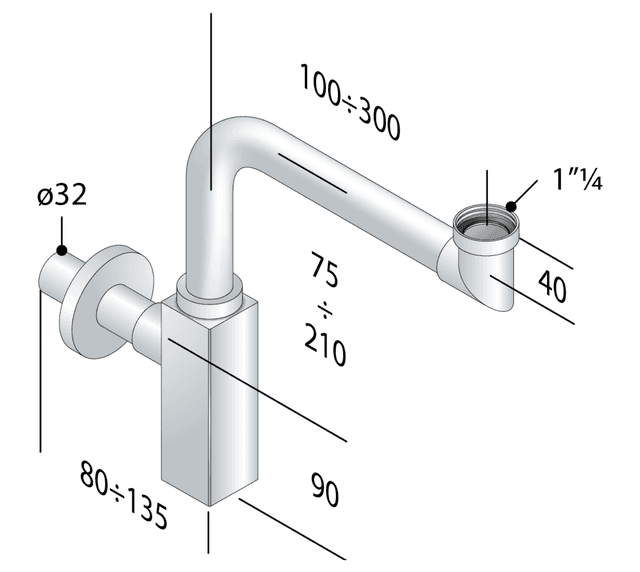 QUASAR syfon umywalkowy oszczędzający miejsce 1'1/4-32mm