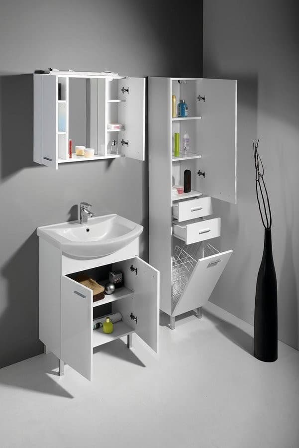 ZOJA/KERAMIA FRESH szafka wysoka z koszem 35x184cm, lewa