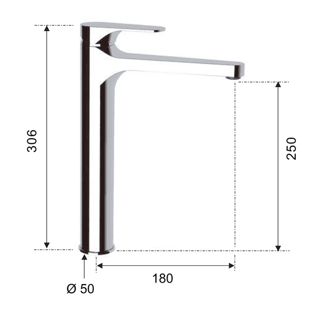 CORNELI wysoka bateria umywalkowa z wylewką 180 mm
