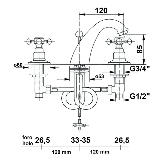 ANTEA bateria umywalkowa 3-elementowa z odpływem różowe złoto