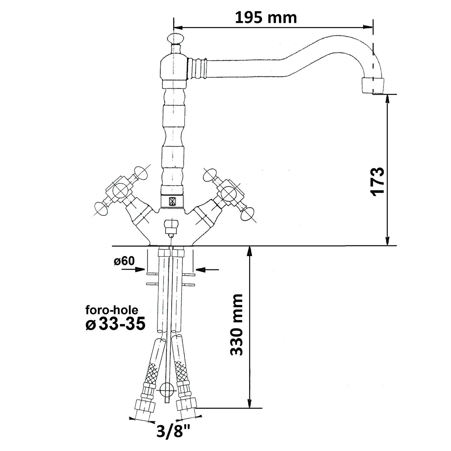 ANTEA bateria umywalkowa retro z wylewką, różowe złoto
