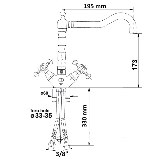 ANTEA bateria umywalkowa retro z wylewką, różowe złoto