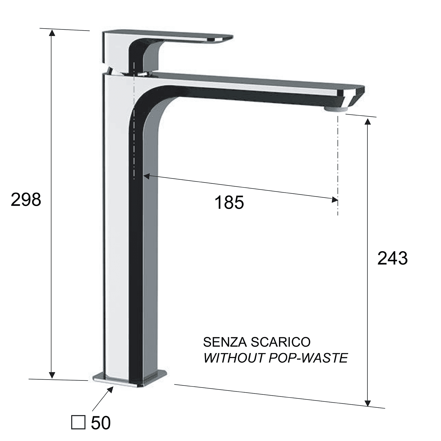 SPY wysoka bateria umywalkowa z przedłużoną wylewką matowa