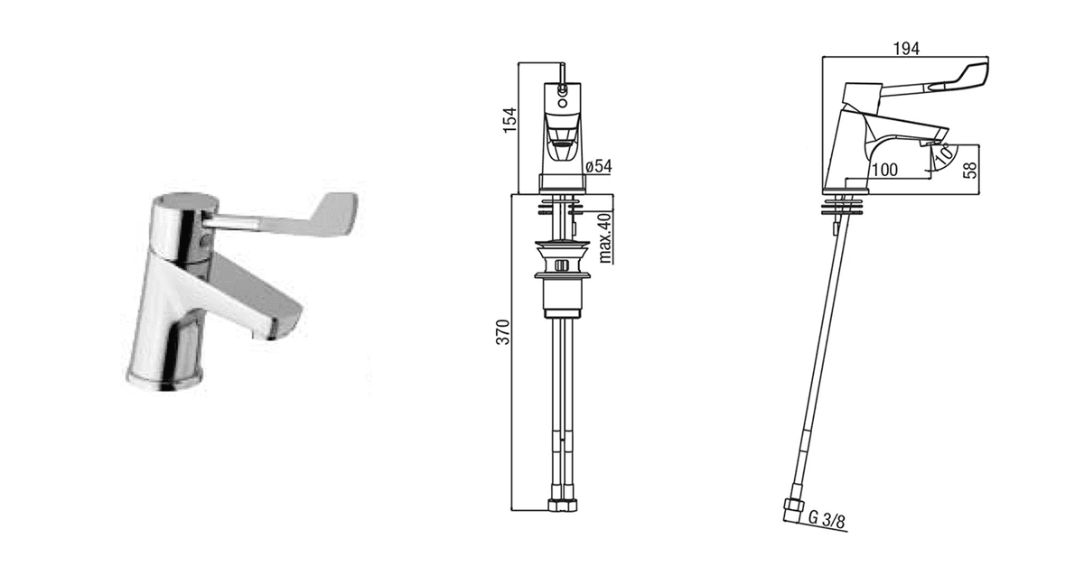 LEA bateria umywalkowa bez odpływu dla niepełnosprawnych (MR90176/S)
