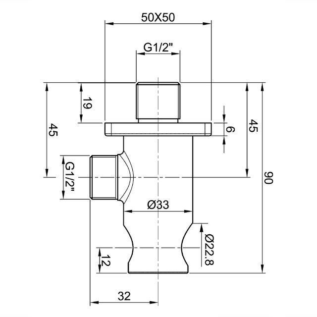 MINIMAL przyłącze kątowe z uchwytem prysznica, stal nierdzewna
