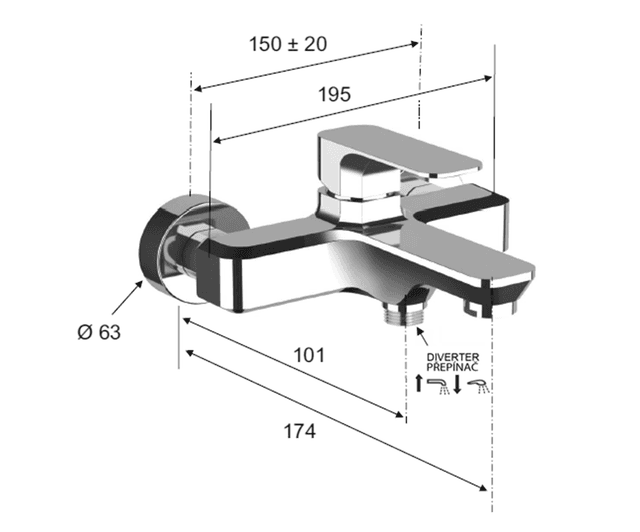 SPY bateria wannowa bez węża prysznicowego, matowa czarna