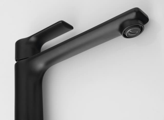 PAX wysoka bateria umywalkowa z przedłużoną wylewką, czarny mat