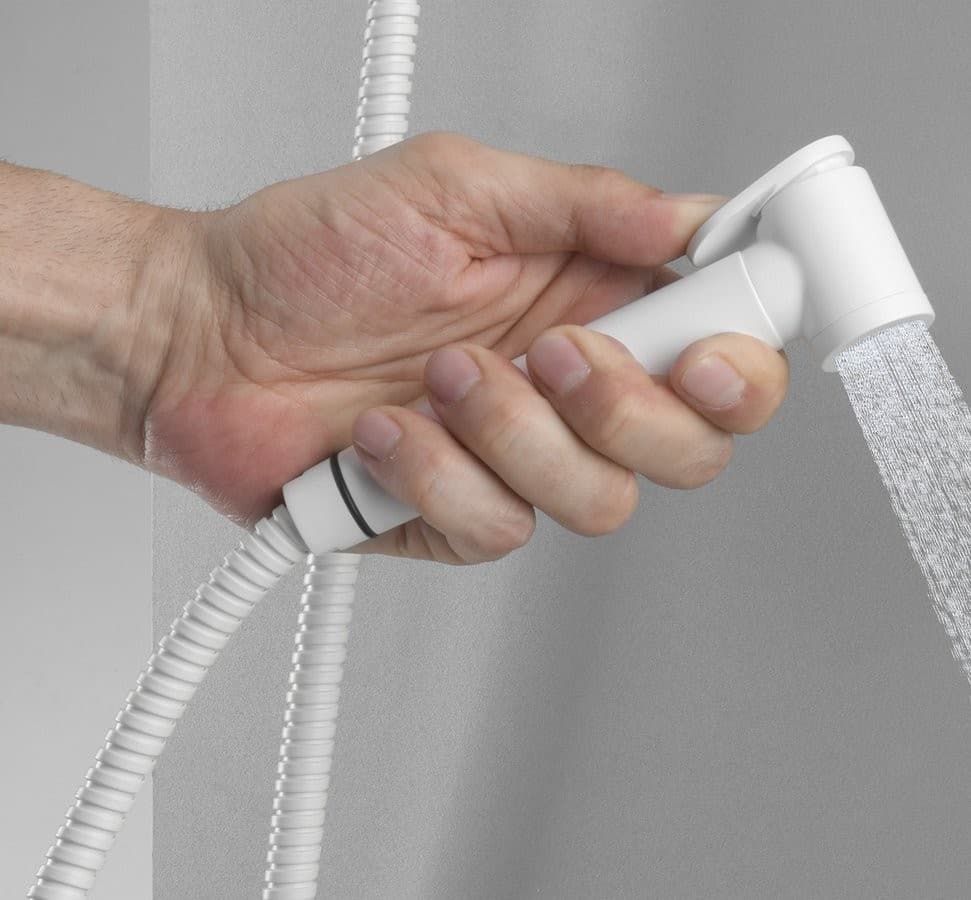 Bateria podtynkowa z prysznicem bidetowym, biały mat