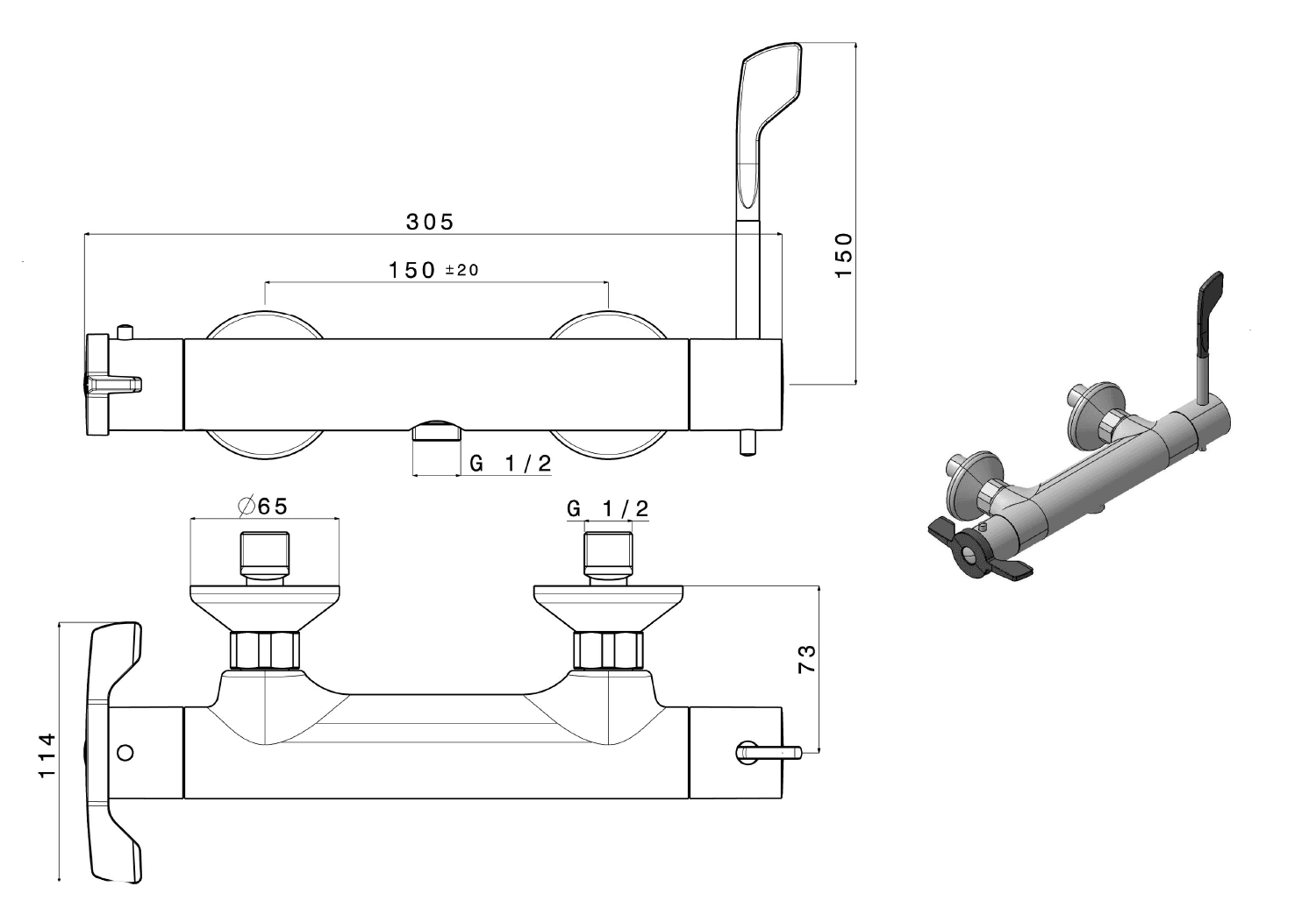 LEA batería prysznicowa termostatyczna dla niepełnosprawnych (MR90155)