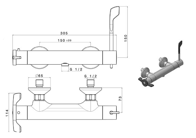 LEA batería prysznicowa termostatyczna dla niepełnosprawnych (MR90155)