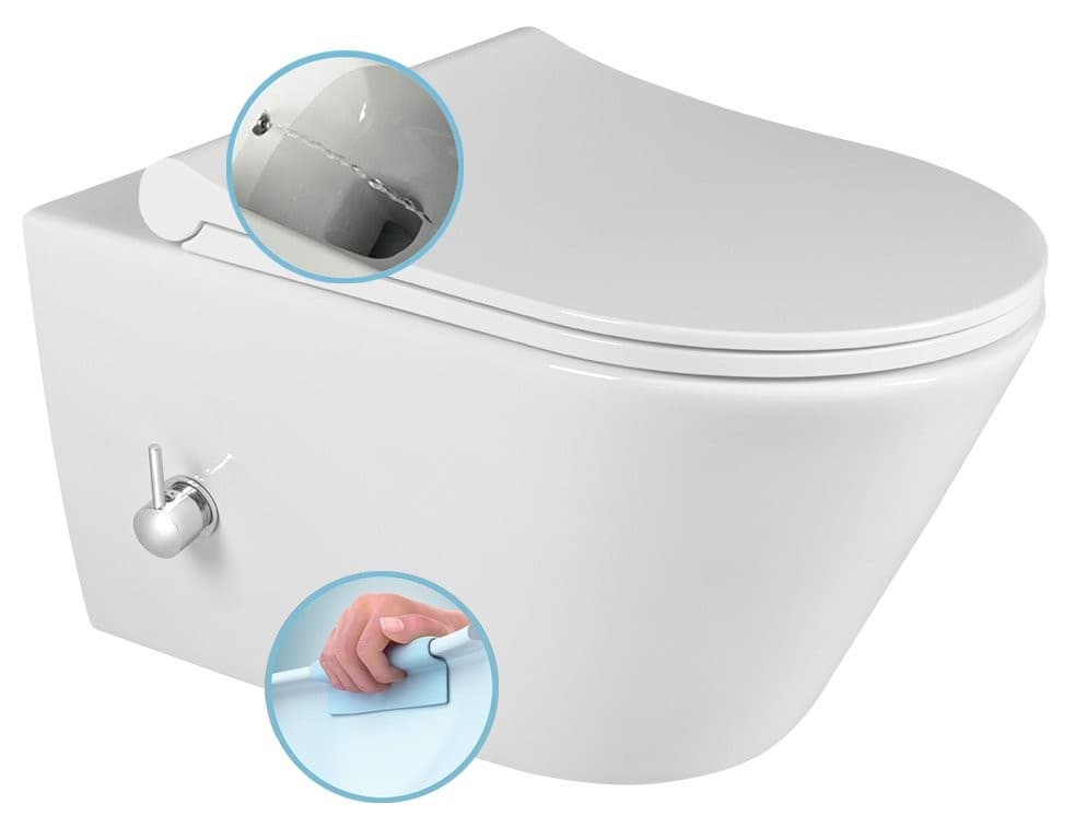 AVVA WC wiszące Rimless z prysznicem bidetowym 35,5x53 cm