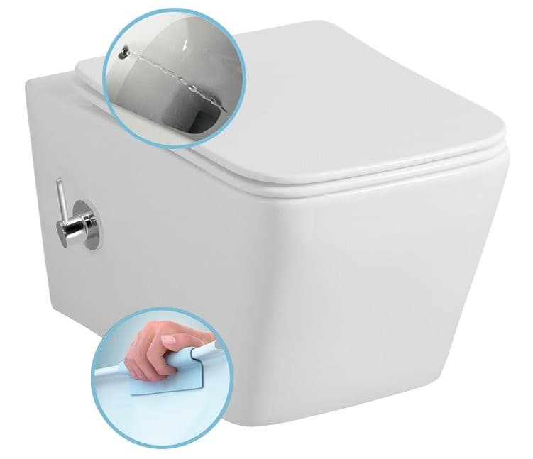 PORTO WC wiszące Rimless z bidetem i baterią 36x52 cm