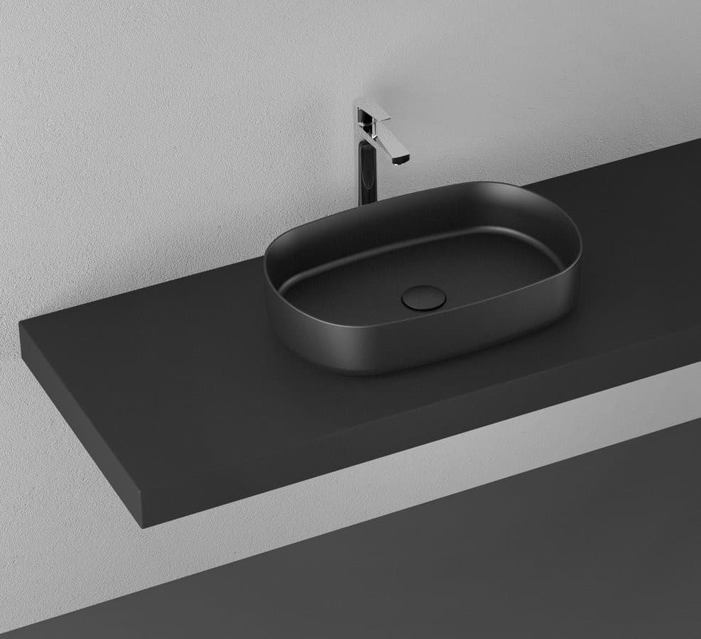 INFINITY OVAL ceramiczna umywalka nablatowa 55x36 cm