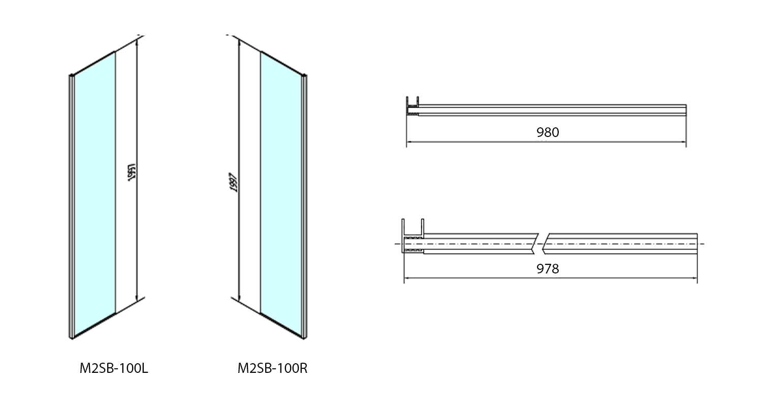 MODULAR SHOWER dodatkowy panel prawy 1000 mm do modułu MS2