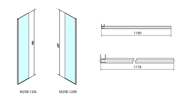 MODULAR SHOWER dodatkowy panel 1200 mm prawy