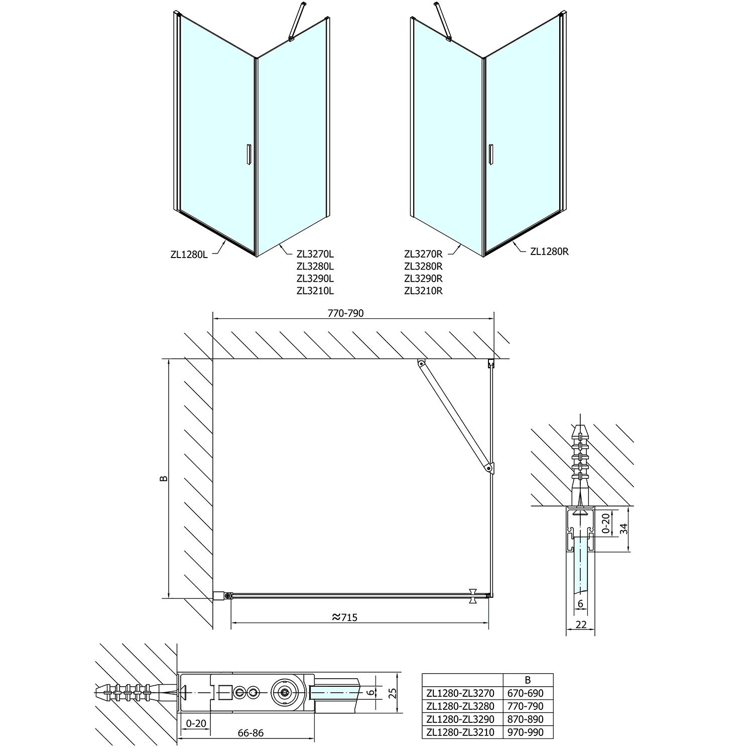 Zoom Line prostokątna kabina prysznicowa 800x1000mm L/P