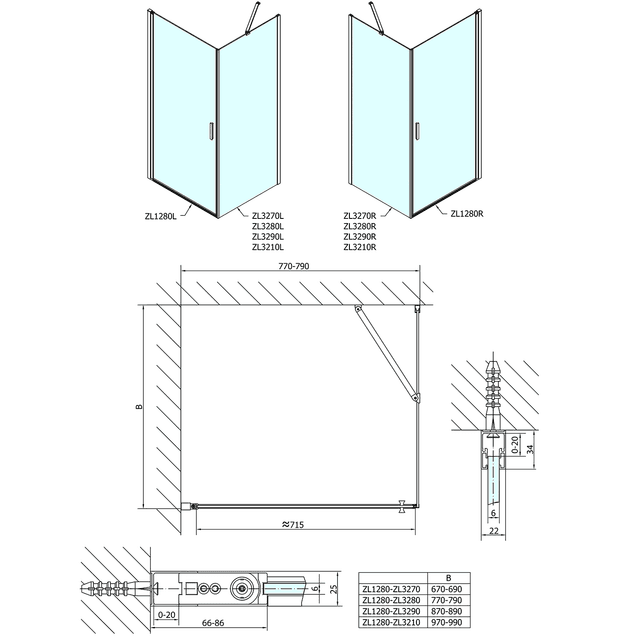 Zoom Line prostokątna kabina prysznicowa 800x1000mm L/P