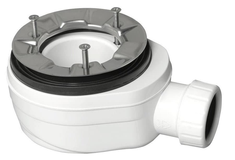 Niski syfon do brodzików 90mm z nierdzewnym kołnierzem